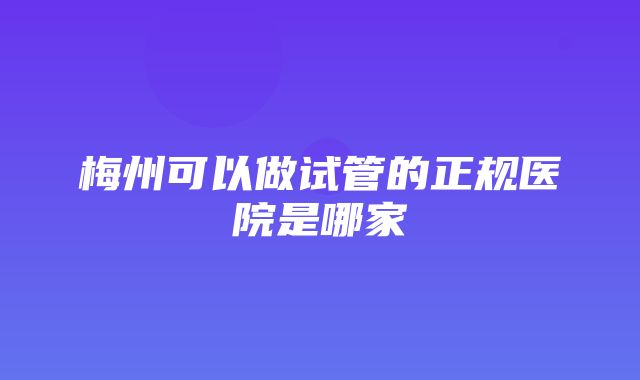 梅州可以做试管的正规医院是哪家