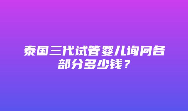 泰国三代试管婴儿询问各部分多少钱？