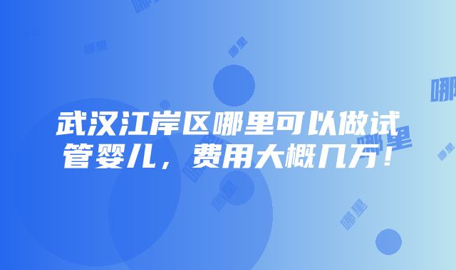 武汉江岸区哪里可以做试管婴儿，费用大概几万！