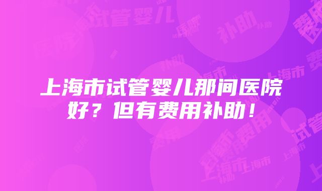 上海市试管婴儿那间医院好？但有费用补助！