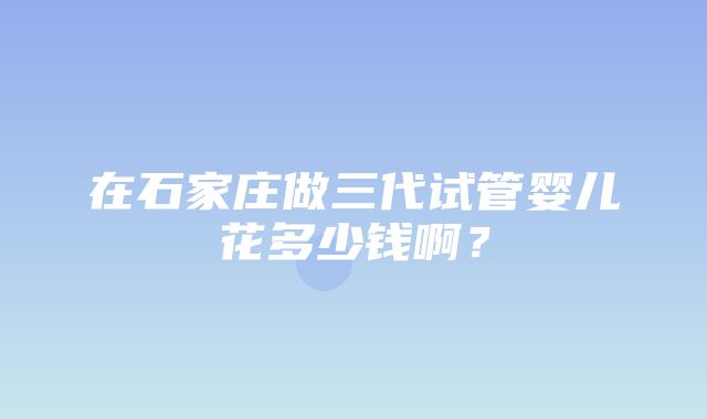 在石家庄做三代试管婴儿花多少钱啊？