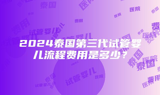 2024泰国第三代试管婴儿流程费用是多少？