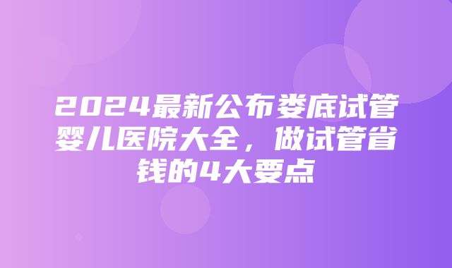 2024最新公布娄底试管婴儿医院大全，做试管省钱的4大要点