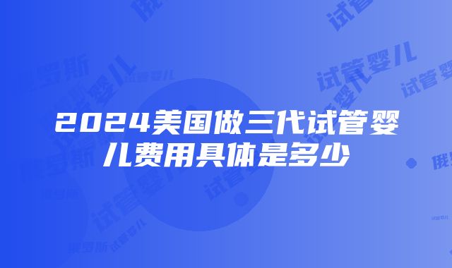 2024美国做三代试管婴儿费用具体是多少