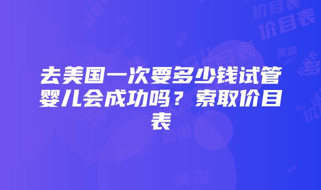 去美国一次要多少钱试管婴儿会成功吗？索取价目表