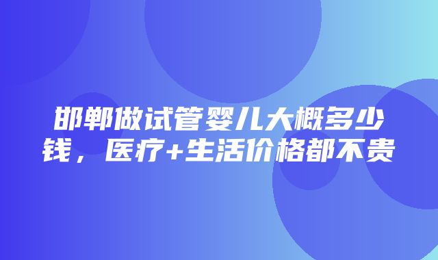 邯郸做试管婴儿大概多少钱，医疗+生活价格都不贵