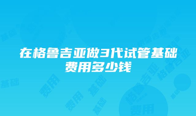 在格鲁吉亚做3代试管基础费用多少钱