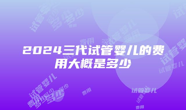 2024三代试管婴儿的费用大概是多少