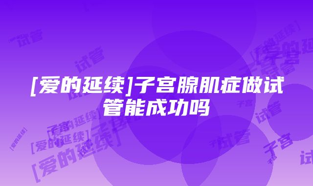 [爱的延续]子宫腺肌症做试管能成功吗