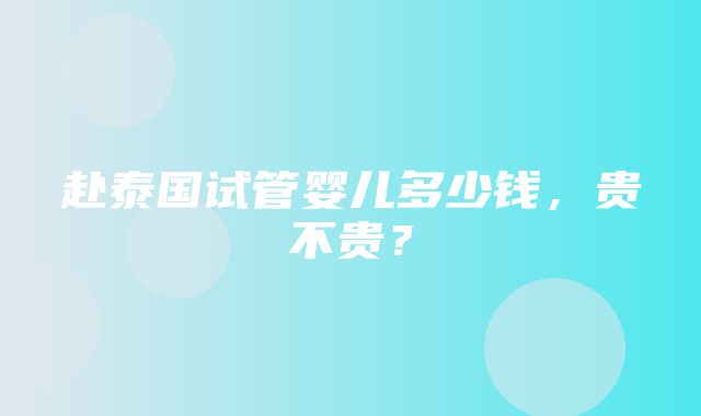 赴泰国试管婴儿多少钱，贵不贵？