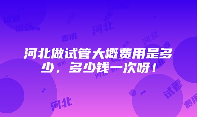 河北做试管大概费用是多少，多少钱一次呀！