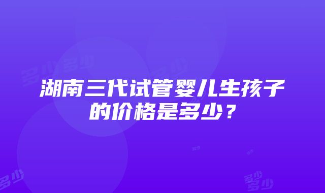 湖南三代试管婴儿生孩子的价格是多少？