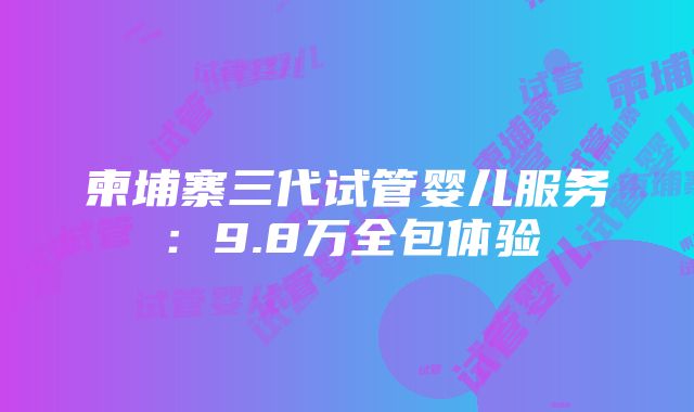 柬埔寨三代试管婴儿服务：9.8万全包体验