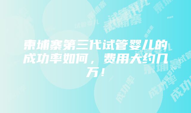 柬埔寨第三代试管婴儿的成功率如何，费用大约几万！