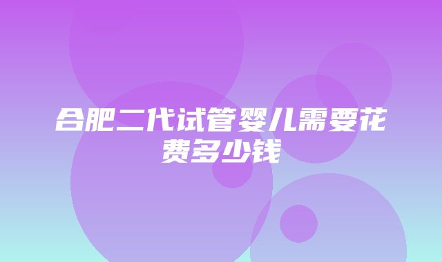 合肥二代试管婴儿需要花费多少钱