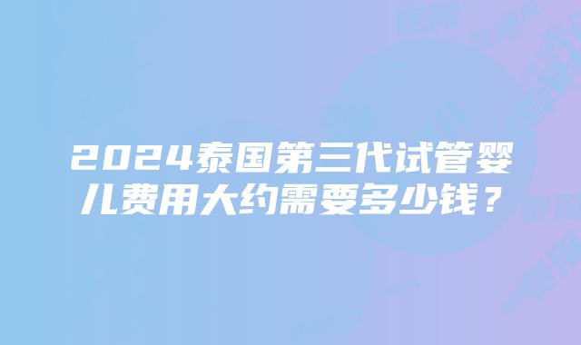 2024泰国第三代试管婴儿费用大约需要多少钱？