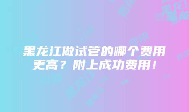 黑龙江做试管的哪个费用更高？附上成功费用！