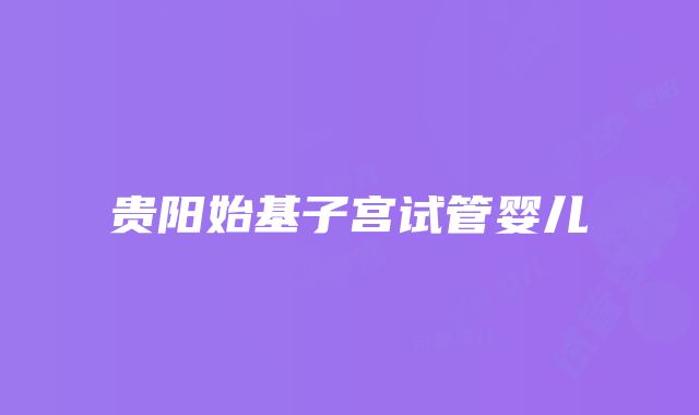 贵阳始基子宫试管婴儿