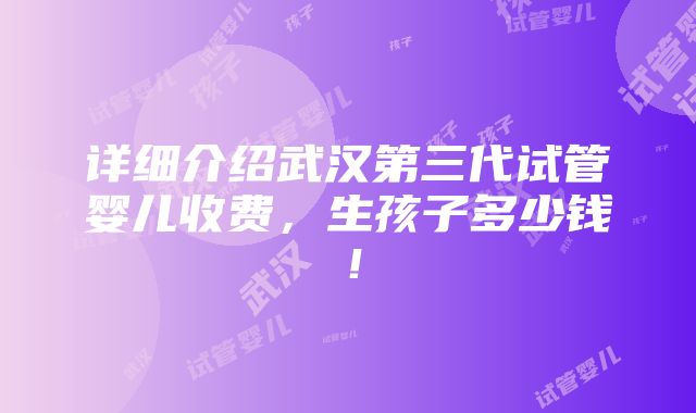 详细介绍武汉第三代试管婴儿收费，生孩子多少钱！