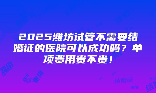 2025潍坊试管不需要结婚证的医院可以成功吗？单项费用贵不贵！