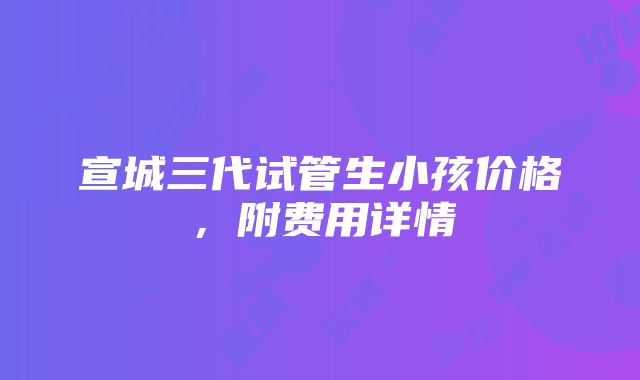 宣城三代试管生小孩价格，附费用详情