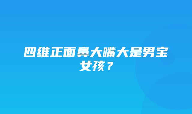 四维正面鼻大嘴大是男宝女孩？