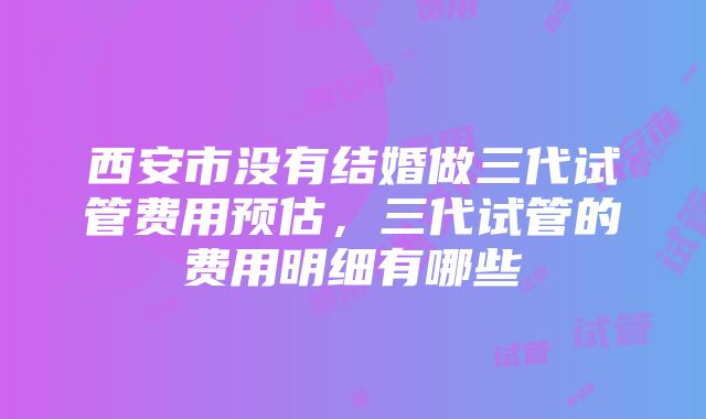 西安市没有结婚做三代试管费用预估，三代试管的费用明细有哪些