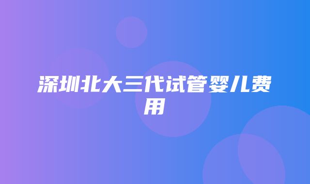 深圳北大三代试管婴儿费用