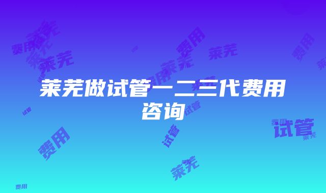 莱芜做试管一二三代费用咨询