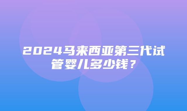 2024马来西亚第三代试管婴儿多少钱？