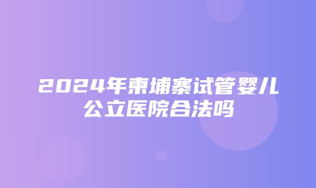 2024年柬埔寨试管婴儿公立医院合法吗