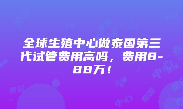 全球生殖中心做泰国第三代试管费用高吗，费用8-88万！