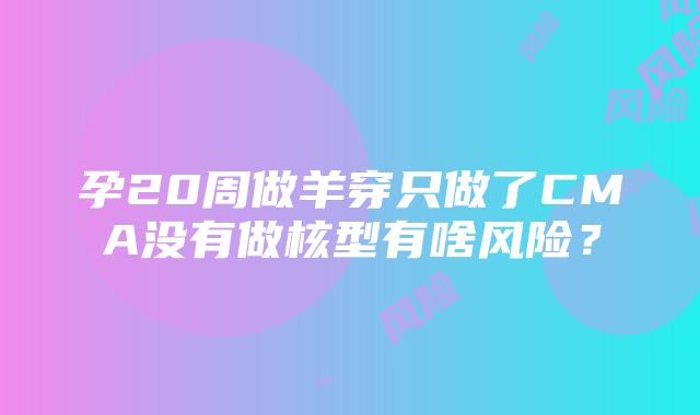 孕20周做羊穿只做了CMA没有做核型有啥风险？