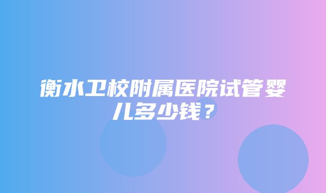 衡水卫校附属医院试管婴儿多少钱？