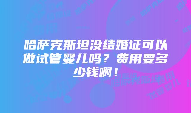 哈萨克斯坦没结婚证可以做试管婴儿吗？费用要多少钱啊！