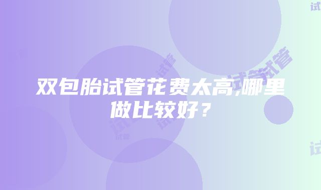 双包胎试管花费太高,哪里做比较好？