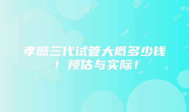 孝感三代试管大概多少钱！预估与实际！