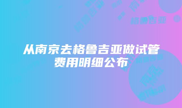 从南京去格鲁吉亚做试管费用明细公布