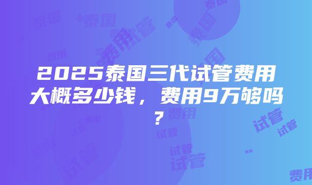 2025泰国三代试管费用大概多少钱，费用9万够吗？