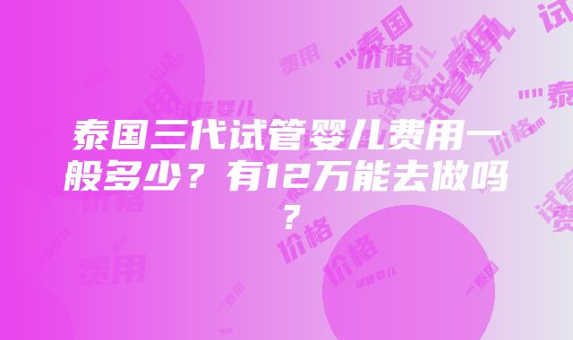 泰国三代试管婴儿费用一般多少？有12万能去做吗？