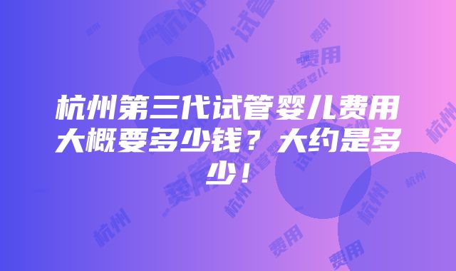 杭州第三代试管婴儿费用大概要多少钱？大约是多少！