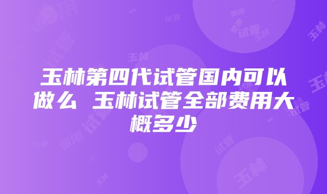 玉林第四代试管国内可以做么 玉林试管全部费用大概多少