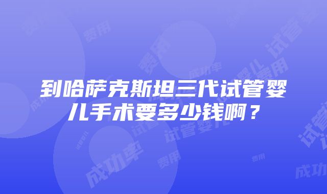 到哈萨克斯坦三代试管婴儿手术要多少钱啊？