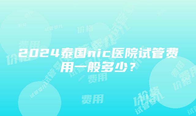 2024泰国nic医院试管费用一般多少？