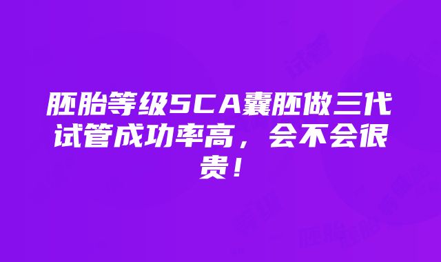 胚胎等级5CA囊胚做三代试管成功率高，会不会很贵！