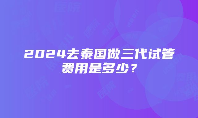 2024去泰国做三代试管费用是多少？