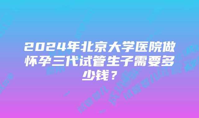 2024年北京大学医院做怀孕三代试管生子需要多少钱？