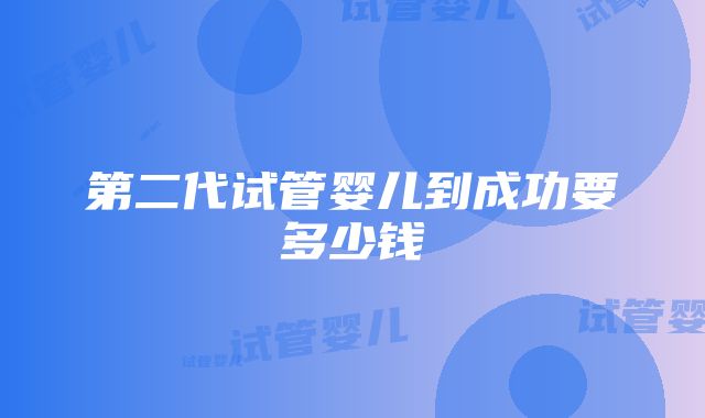 第二代试管婴儿到成功要多少钱