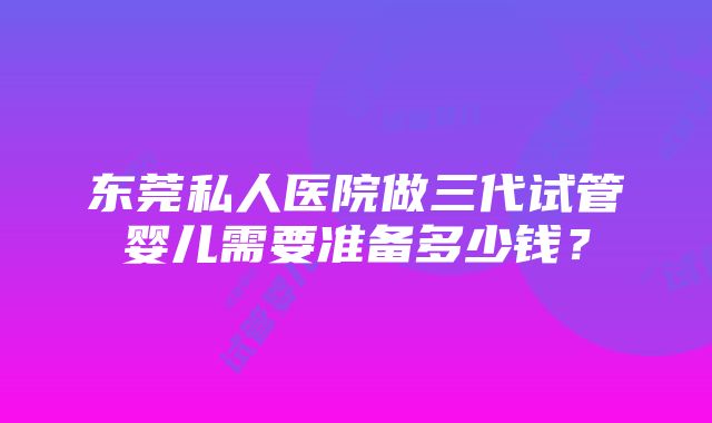 东莞私人医院做三代试管婴儿需要准备多少钱？