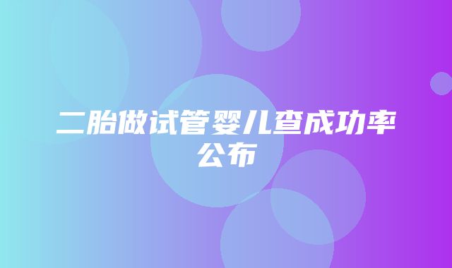 二胎做试管婴儿查成功率公布